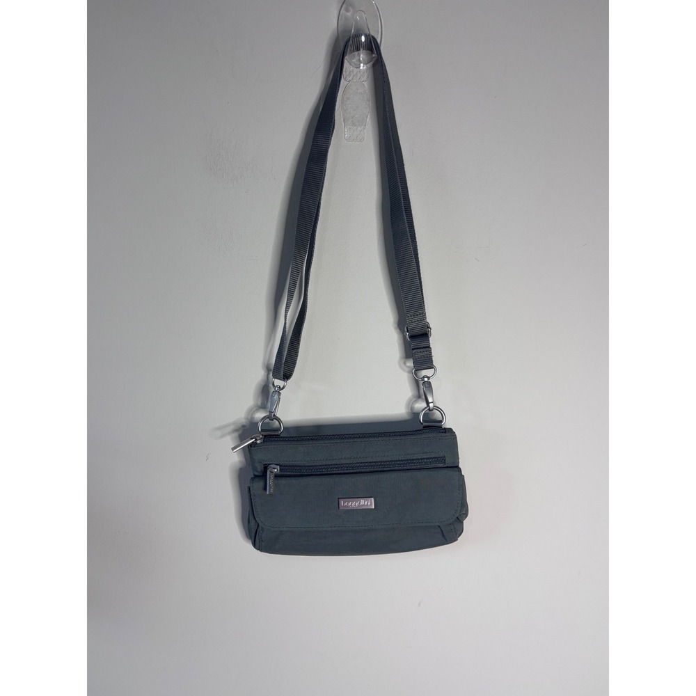 Baggallini Bryant Crossbody Bag Charcoal Gray Nylon Travel Pouch Small Purse - Picture 3 of 10